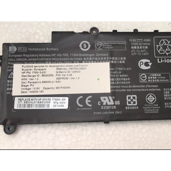 Batteria sostituisce HP 778813-221, 6EKHK01BB6O03Q, 1588-3003 per notebook - 3700mAh 11,4V Li-Poly nero | 800113644