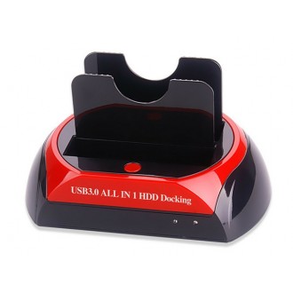 2.5" 3.5" HDD External Hard Drive Twin Docking Clone Station USB2.0/ USB3.0 All in 1 SATA HDD Docking Station
